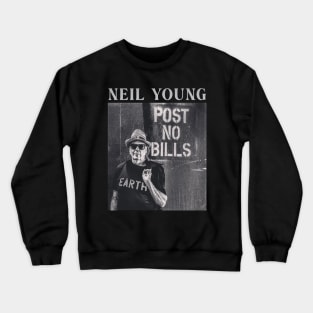 Neil Young Post No Bills - Vintage Grey Art Crewneck Sweatshirt